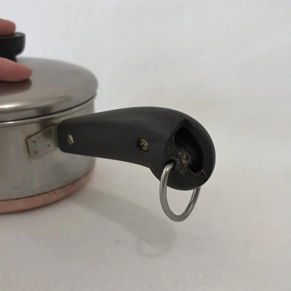 Revere Ware Vintage 1 Quart Saucepan Pot Copper Bottom with Lid Handle Damage